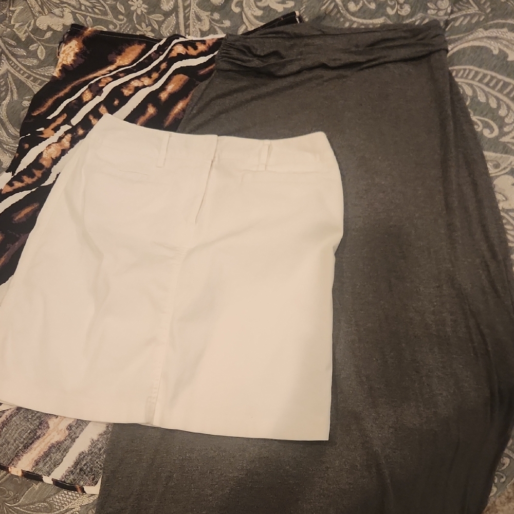 3 Skirt Set J. Crew Cream and Black Pencil Skirt Mini Work EUC